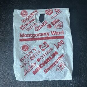 Vintage‎ Large Montgomery Ward Plastic Shopping Bag Lee Bridgestone Sony